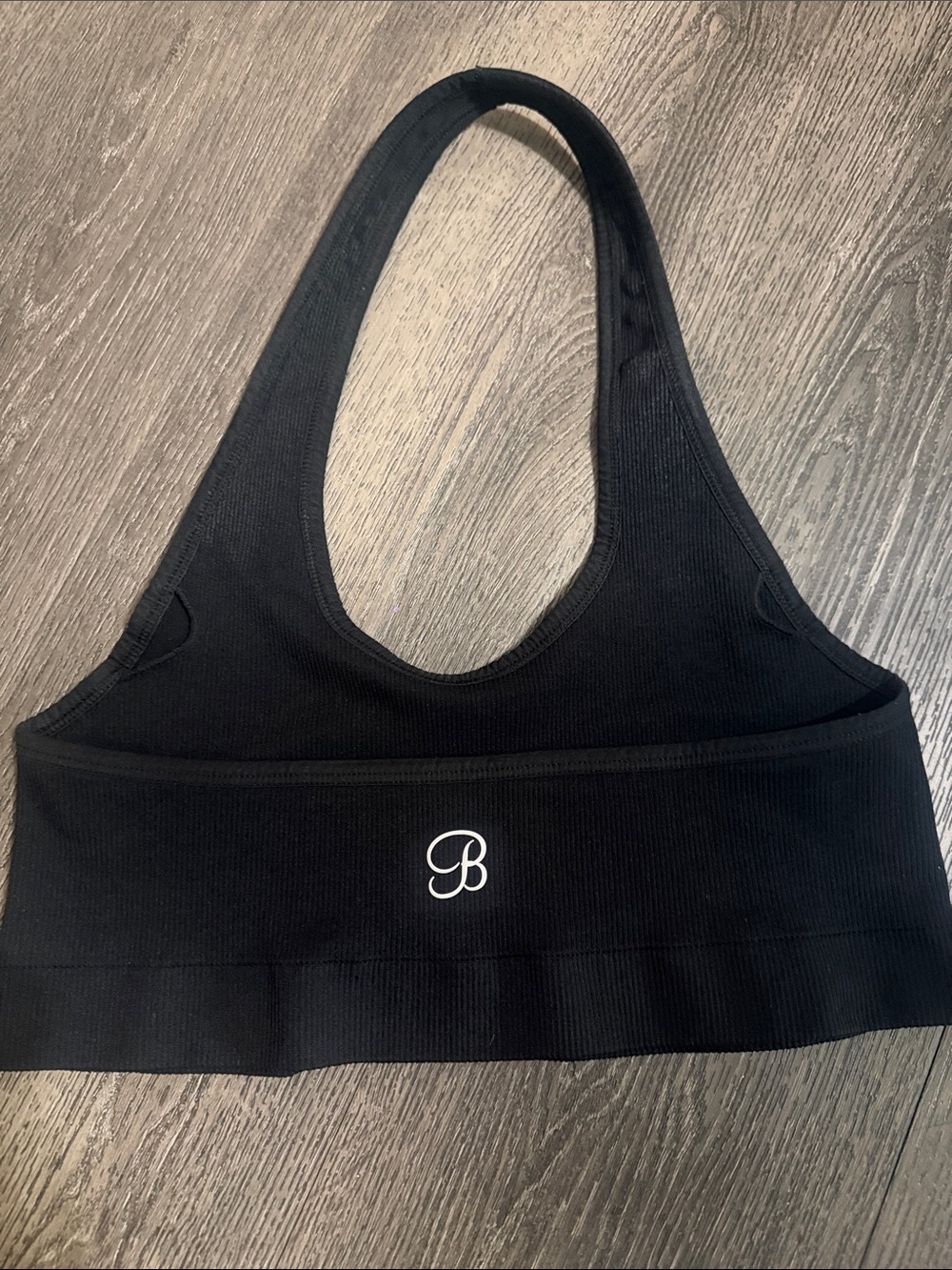 Bombshell sportswear Black Ribbed Racerback Brami with Embroidered 'B'